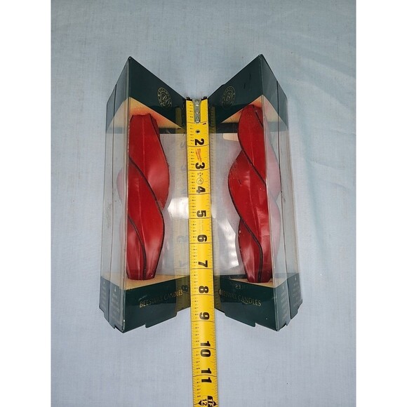 Swirl Red Candle Taper BeesWax Design Spiral Set of 2 VTG USA Cali 8.5'' NIB - Picture 15 of 16